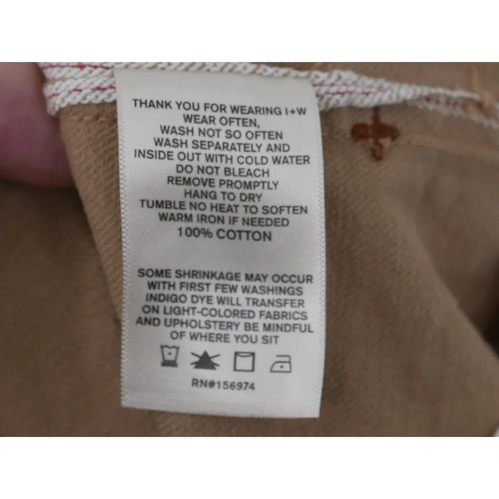 Imogene And Willie Barton Slim Straight Jeans Mens 33x34 Beige Selvedge Denim